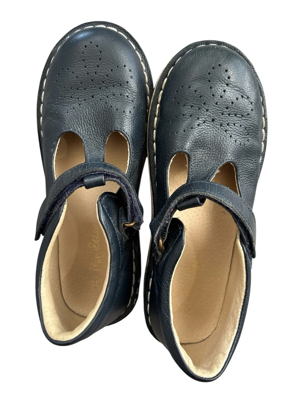 Mini Boden Navy Leather Mary Jane Shoes with Hook-and-Loop Strap 33 US(1.2-2)